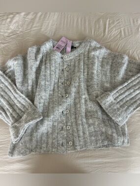 Gray ribbed loose fit cardigan